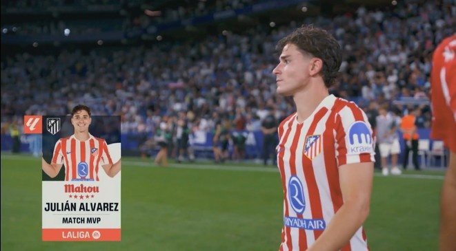 买马挣钱网站app-任意球圆月弯刀！阿尔瓦雷斯当选西班牙人2-1马竞全场最佳球员